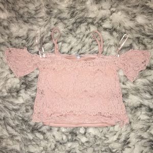 Pink Lacey off the shoulder top size small